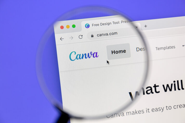 Canva logo at the top of a computer screen
