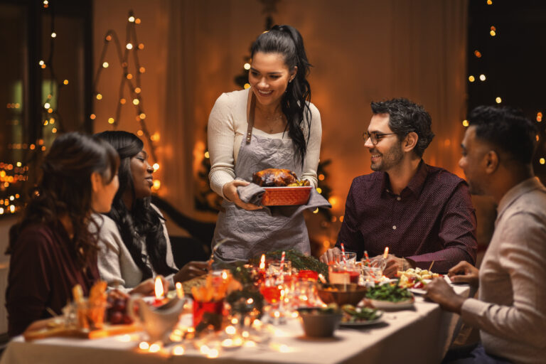 family gathered around the table during the holidays